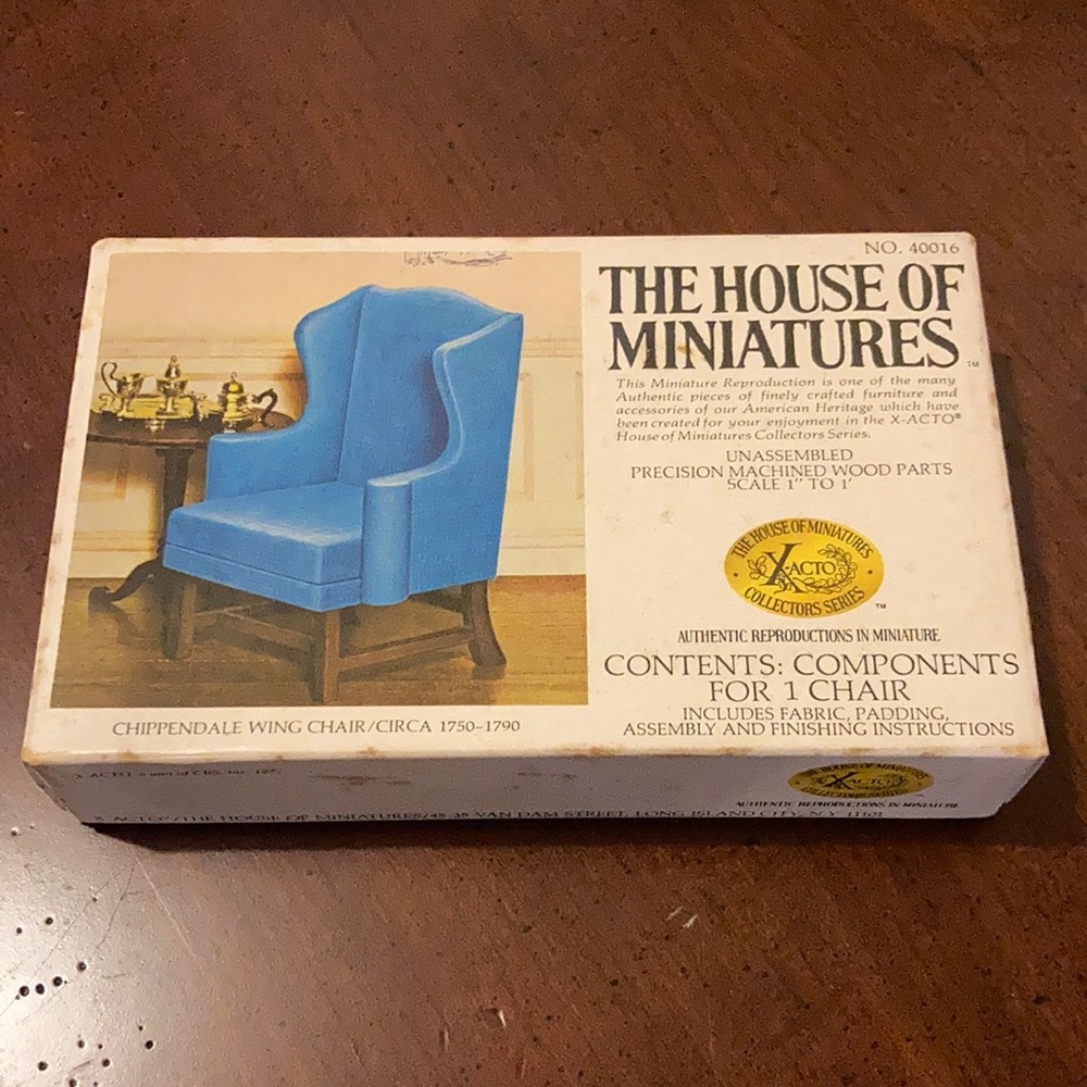 Vintage Dollhouse Chippendale Wing Chair ~ The House of Miniatures No. 40016